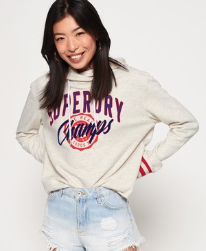 Superdry Real Champs College Crop Női Kapucnis Pulóver Szürke | CAVRP0671